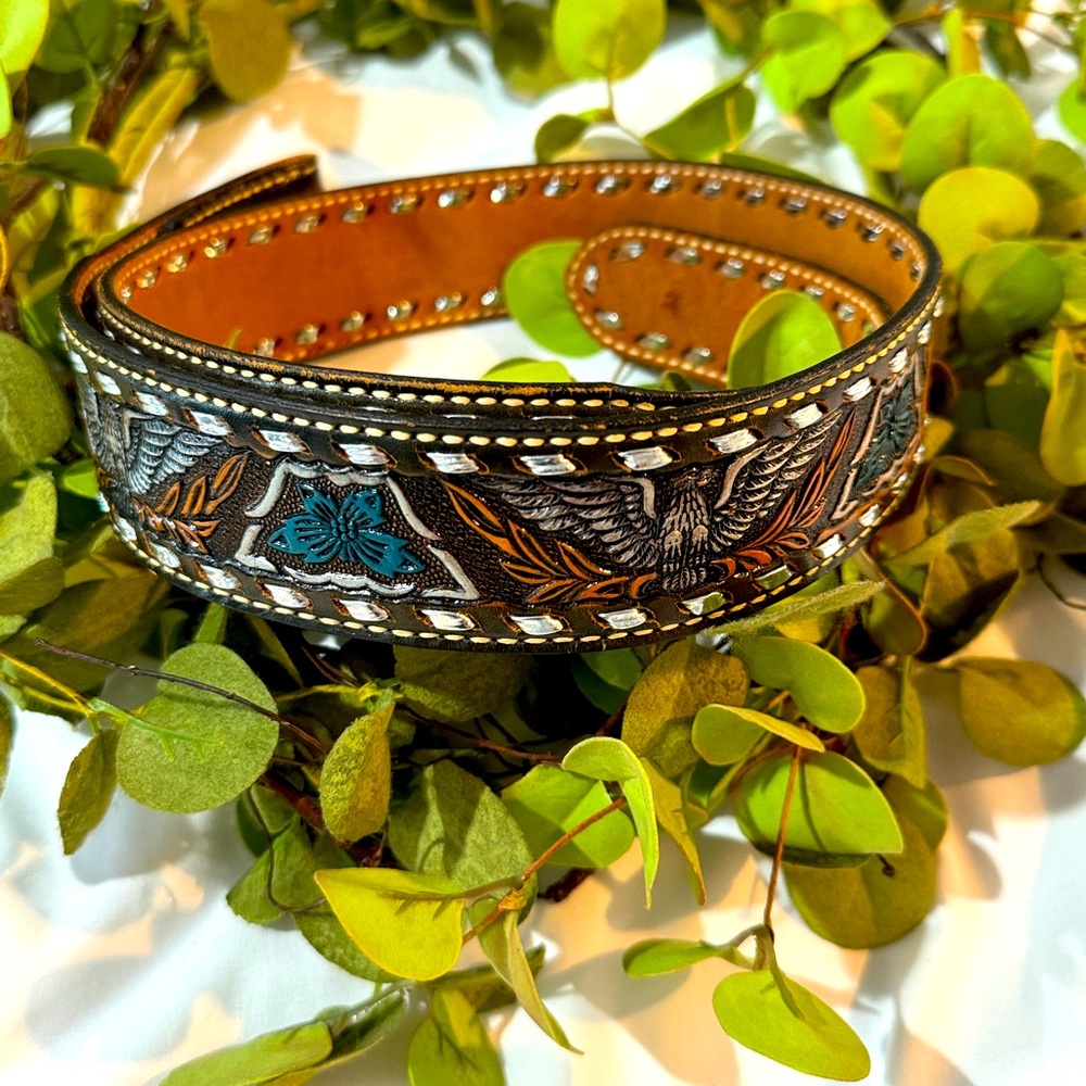 Dun Dee Full Grain Cowhide Leather Eagle  Belt Size 36